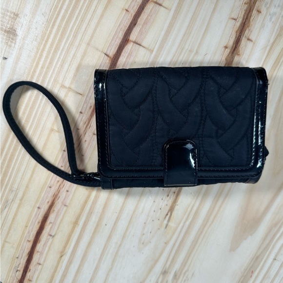 Black Vera Bradley Nylon Quilted Versatile Wallet Patent Leather Trim Small - Picture 2 of 9